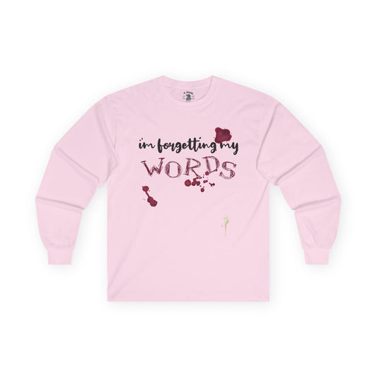 Forgetting My Words Long Sleeve with Wine and Blue Cheese Dressing Stains