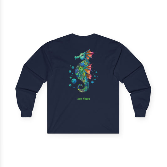 Doodle Seahorse Long Sleeve with Mayo and Sauce Splatter