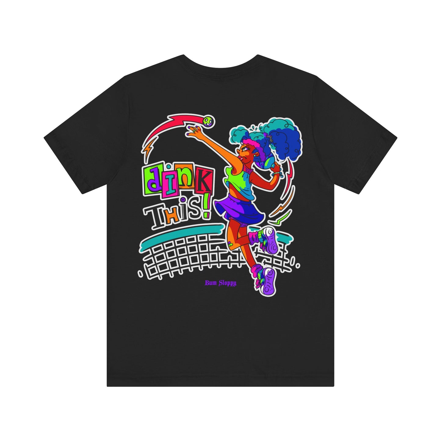 No-Holds Neon Women's Dink This! Pickleball Tee with Pickleball Strike Marks