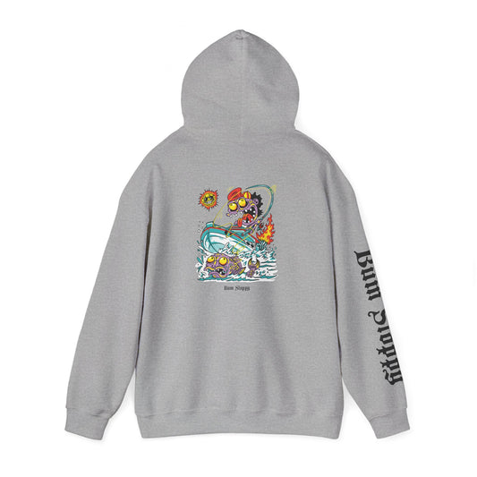 Gnarly Fishing with Fish Gutting Blood Stains Heavy Blend Hooded Sweatshirt