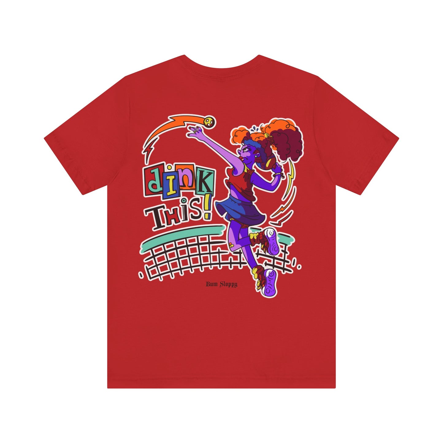 Rowdy Retro Women's Dink This! Pickleball Tee with Pickleball Strike Marks