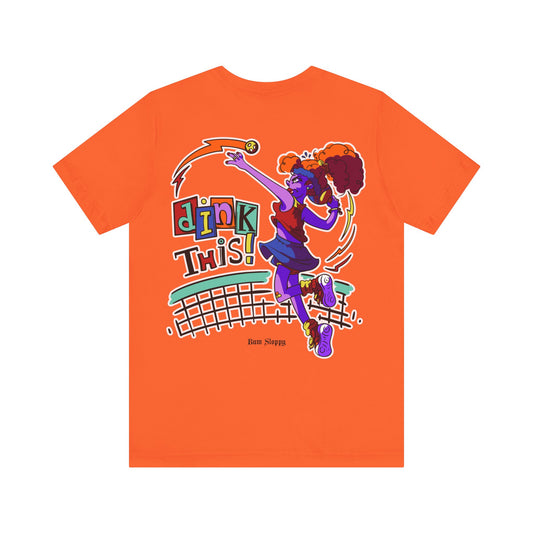 Rowdy Retro Women's Dink This! Pickleball Tee with Pickleball Strike Marks