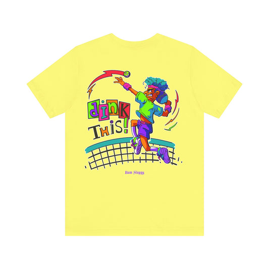 No-Holds Neon Men's Dink This! Pickleball Tee with Pickleball Strike Marks