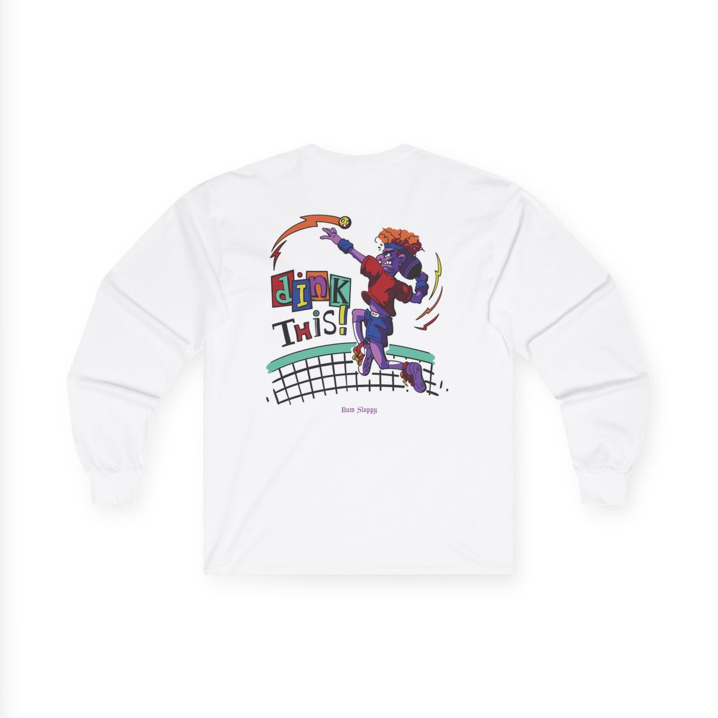 Rowdy Retro Men's Dink This! Long Sleeve Pickleball Tee with Pickleball Strike Marks