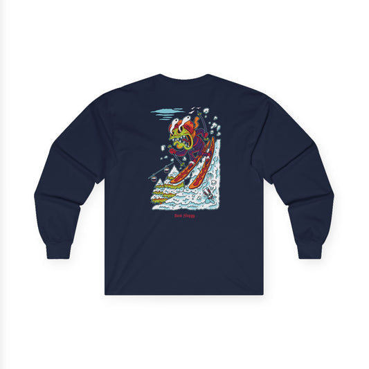 Gnarly Skier with Hot Cocoa and Mulled Wine Stains