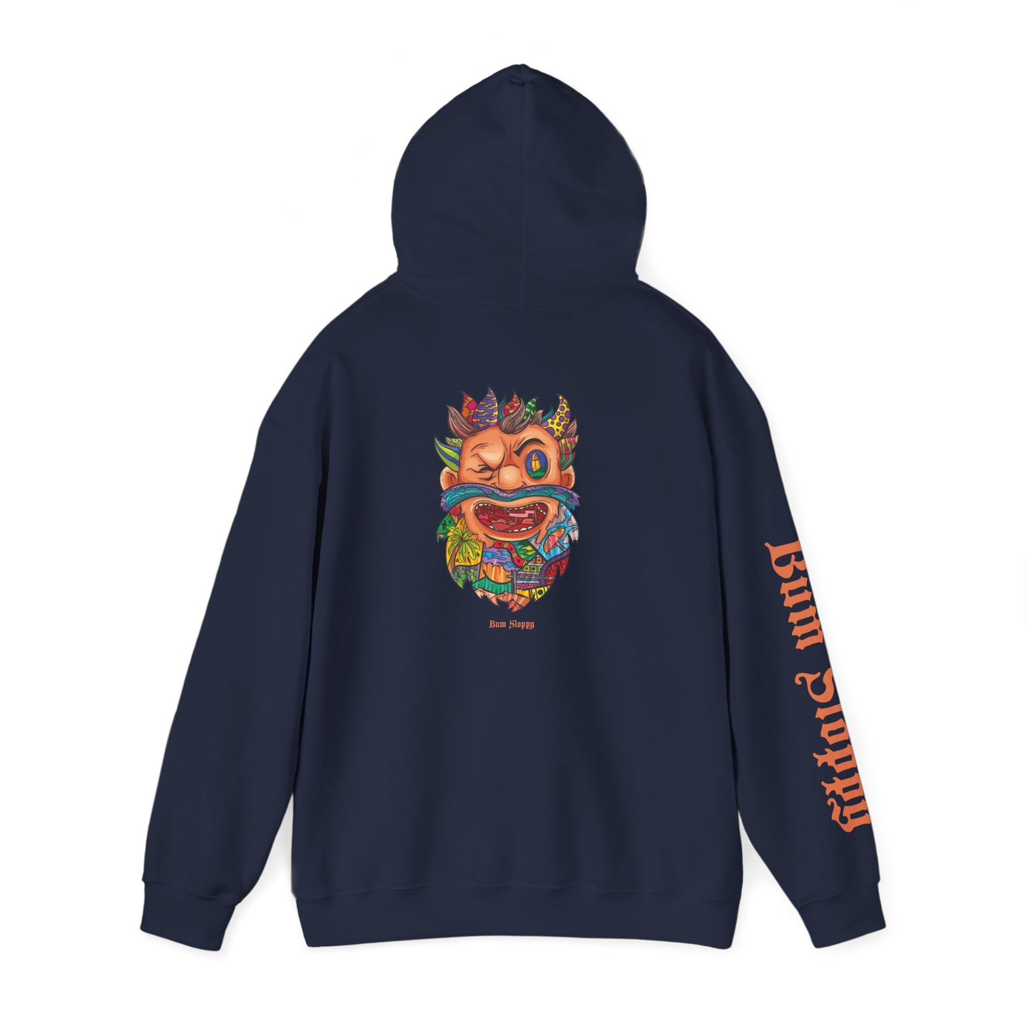 Doodle Bearded Man with Snack Tracks Heavy Blend Hooded Sweatshirt