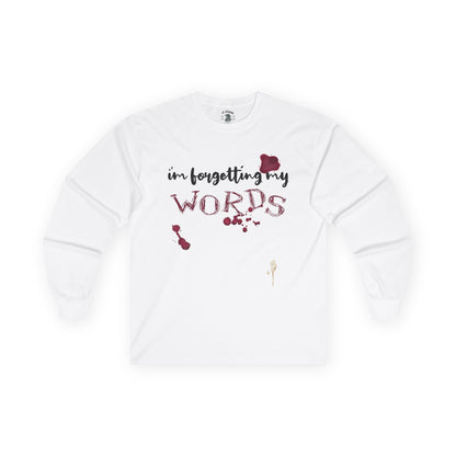Forgetting My Words Long Sleeve with Wine and Blue Cheese Dressing Stains