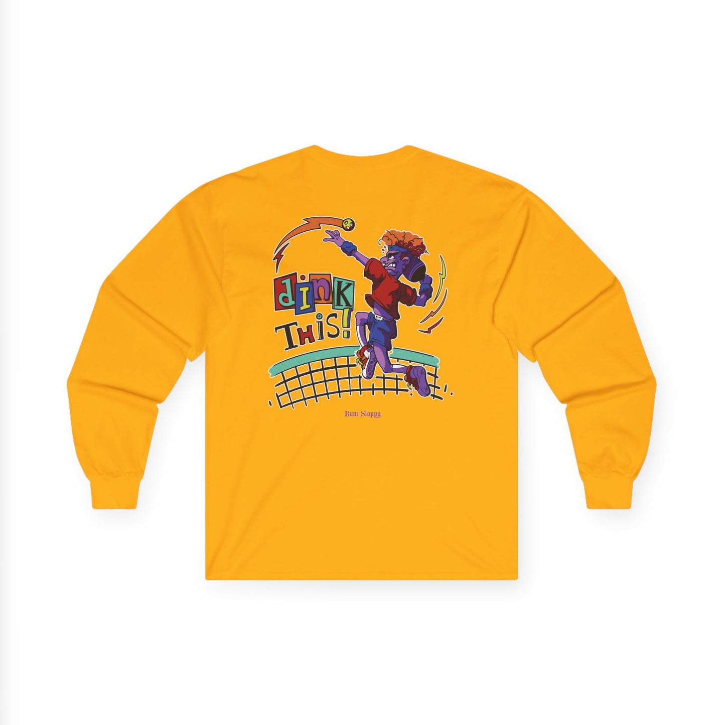 Rowdy Retro Men's Dink This! Long Sleeve Pickleball Tee with Pickleball Strike Marks