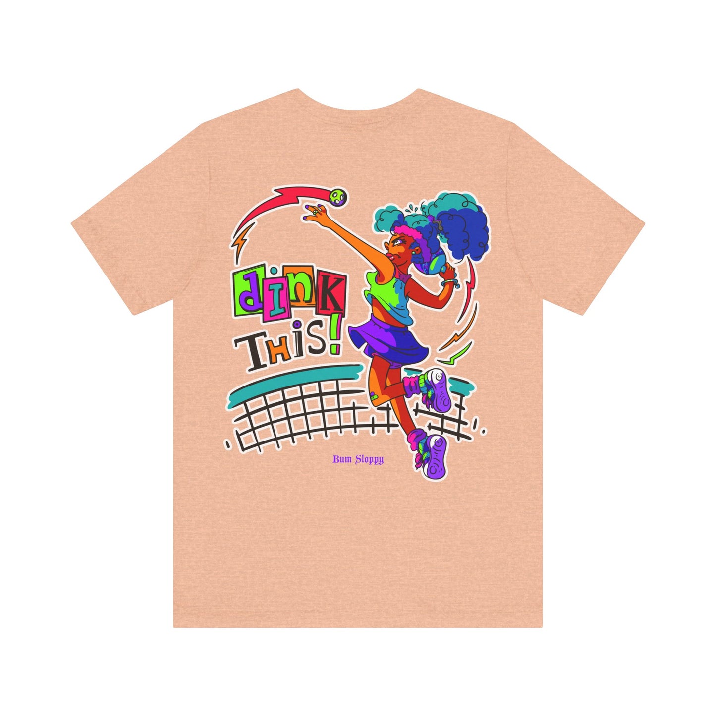 No-Holds Neon Women's Dink This! Pickleball Tee with Pickleball Strike Marks