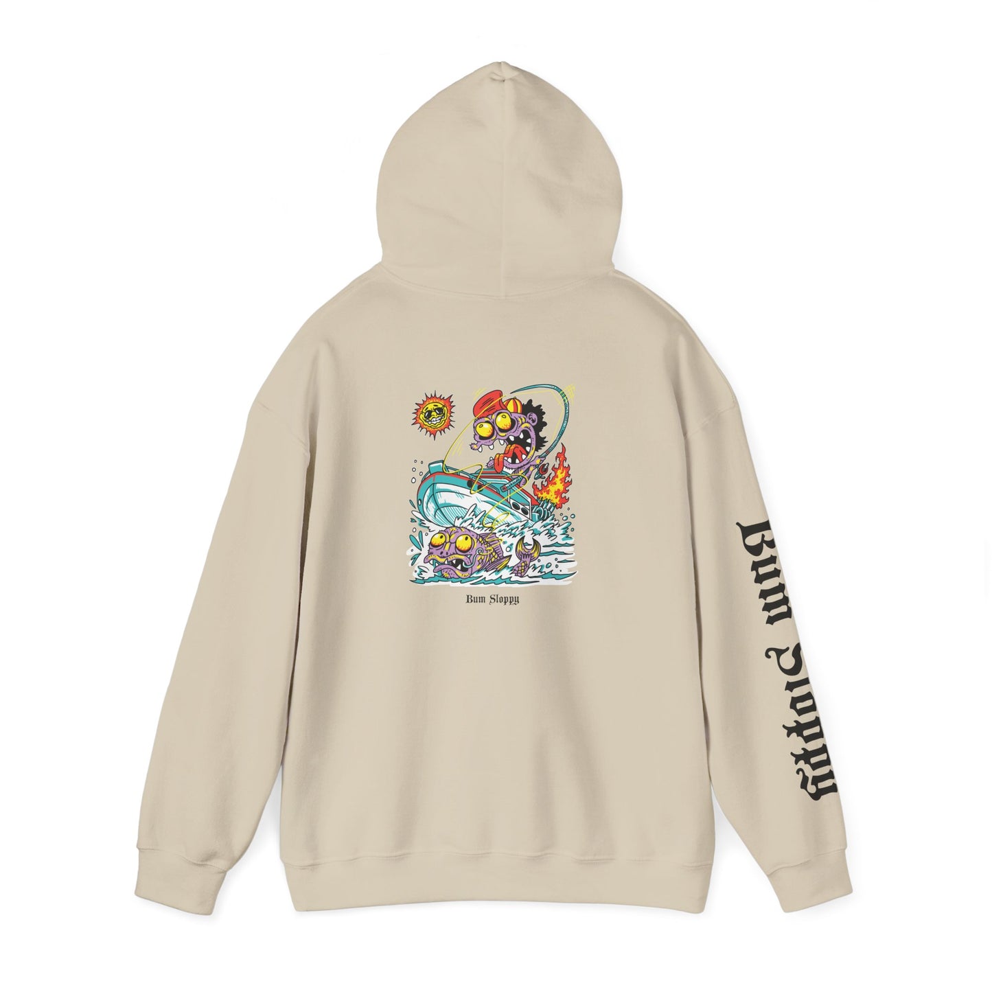 Gnarly Fishing with Fish Gutting Blood Stains Heavy Blend Hooded Sweatshirt