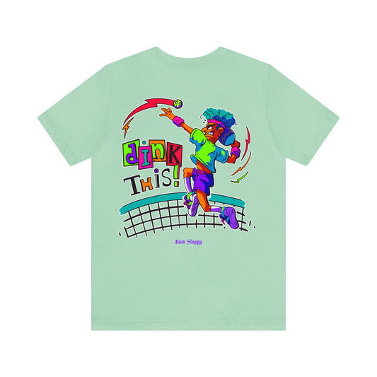 No-Holds Neon Men's Dink This! Pickleball Tee with Pickleball Strike Marks