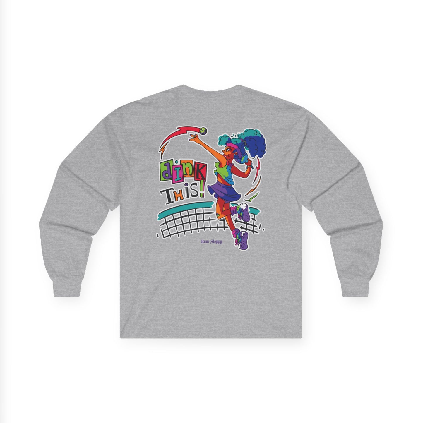 No-Holds Neon Women's Dink This! Long Sleeve Pickleball Tee with Pickleball Strike Marks