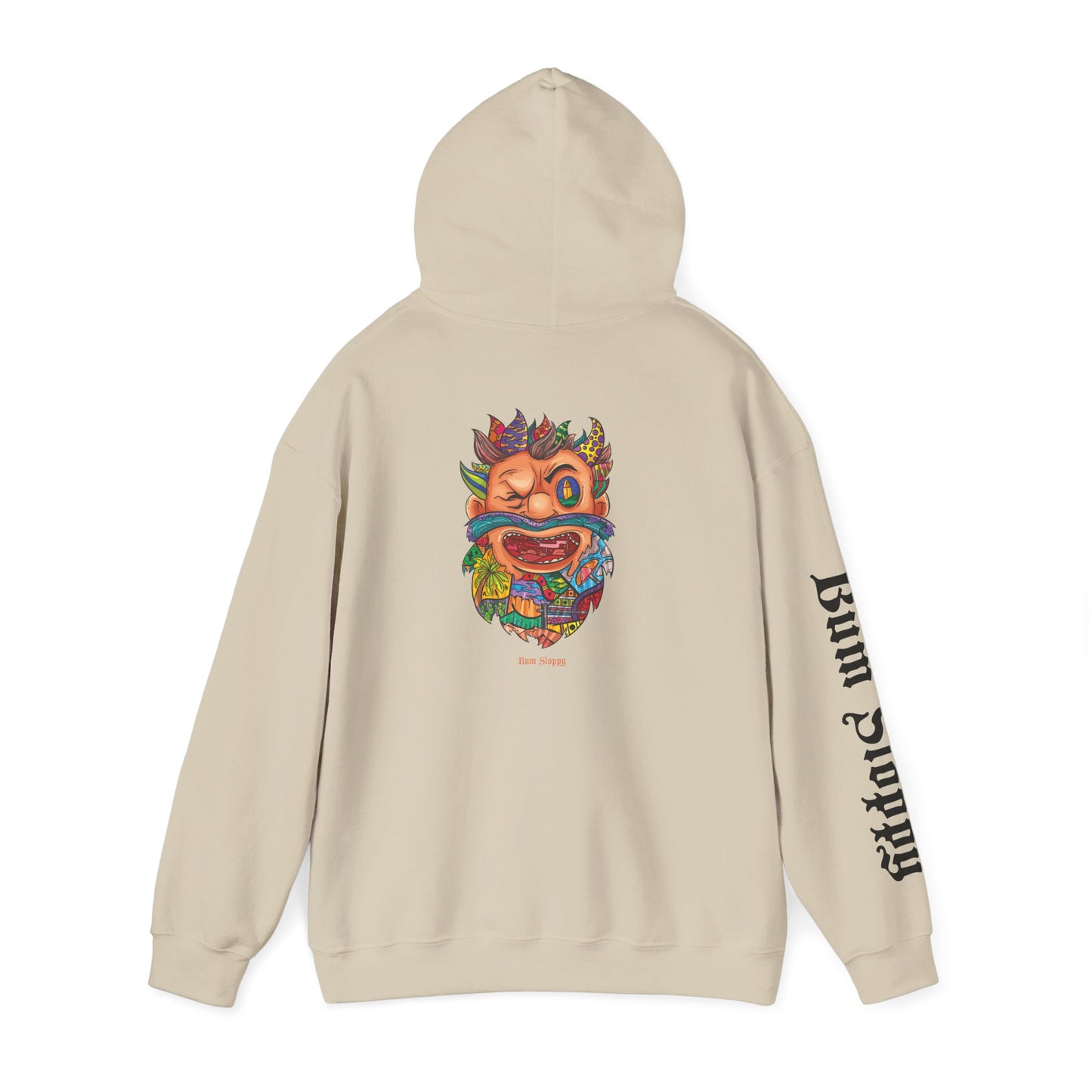 Doodle Bearded Man with Snack Tracks Heavy Blend Hooded Sweatshirt