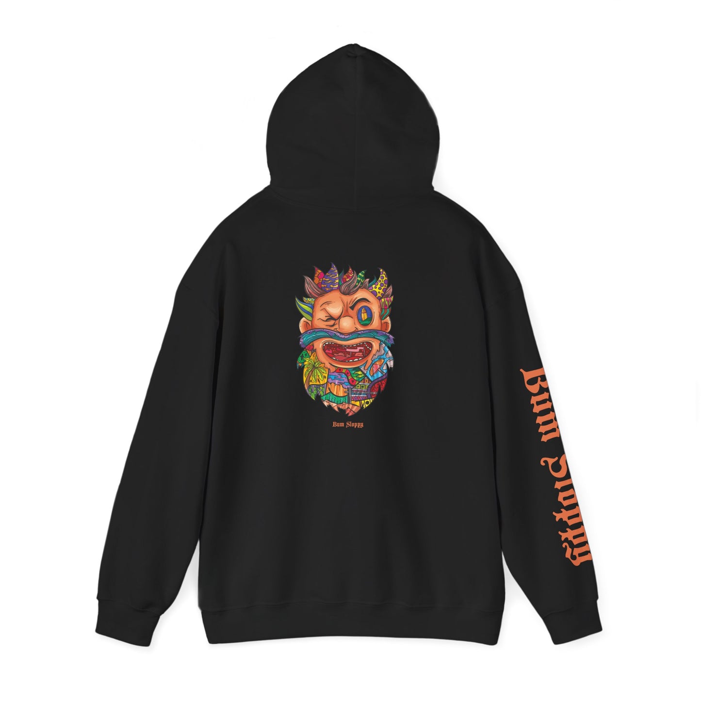 Doodle Bearded Man with Snack Tracks Heavy Blend Hooded Sweatshirt