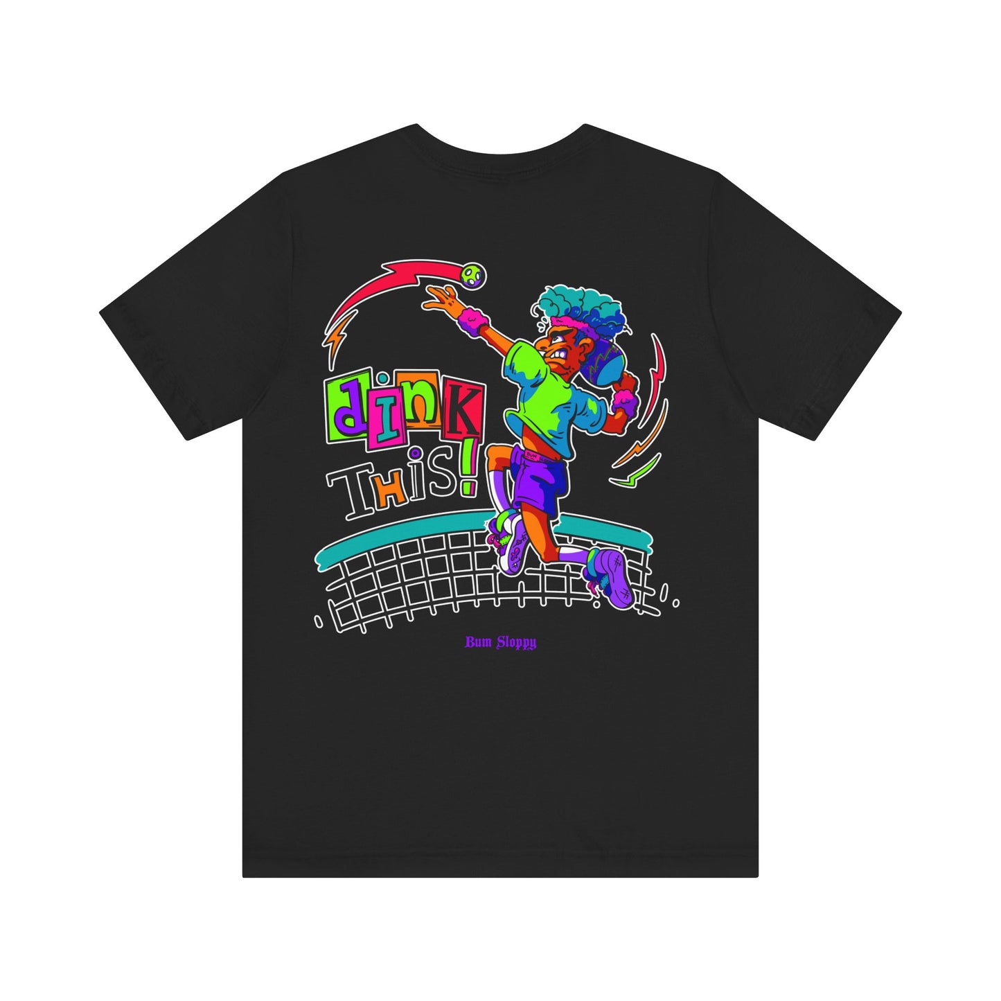 No-Holds Neon Men's Dink This! Pickleball Tee with Pickleball Strike Marks