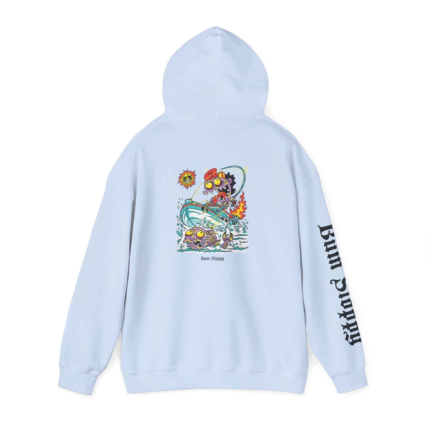 Gnarly Fishing with Fish Gutting Blood Stains Heavy Blend Hooded Sweatshirt