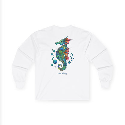 Doodle Seahorse Long Sleeve with Mayo and Sauce Splatter