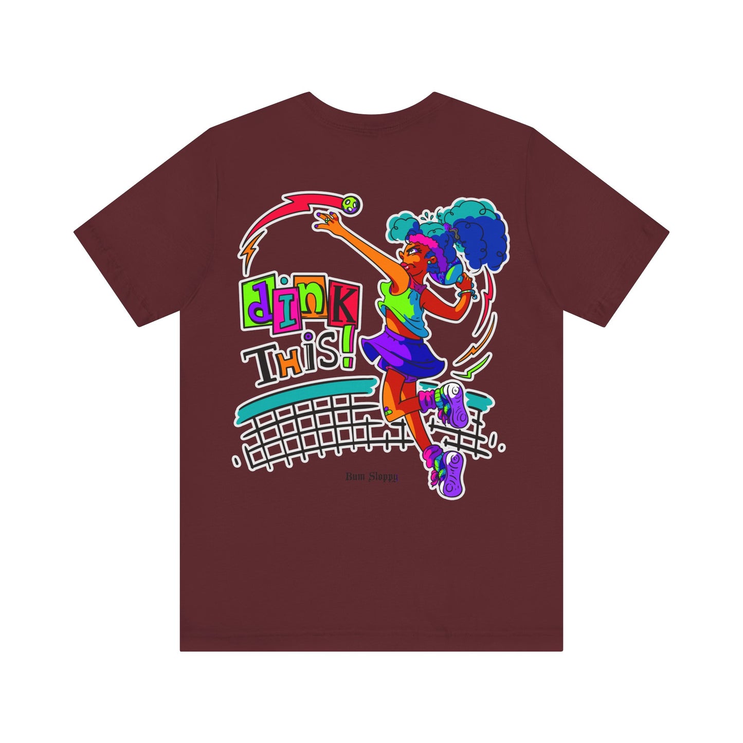 No-Holds Neon Women's Dink This! Pickleball Tee with Pickleball Strike Marks