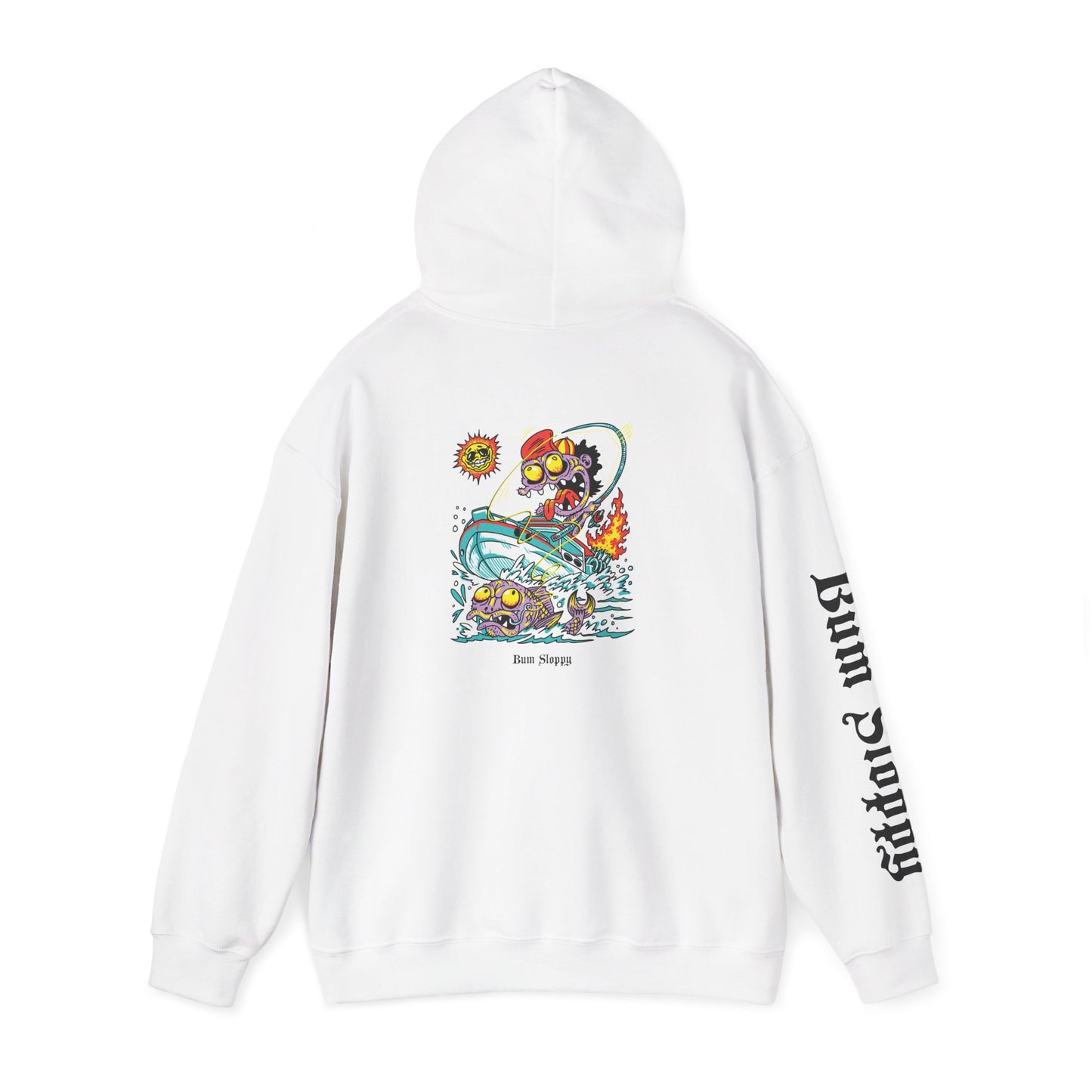 Gnarly Fishing with Fish Gutting Blood Stains Heavy Blend Hooded Sweatshirt