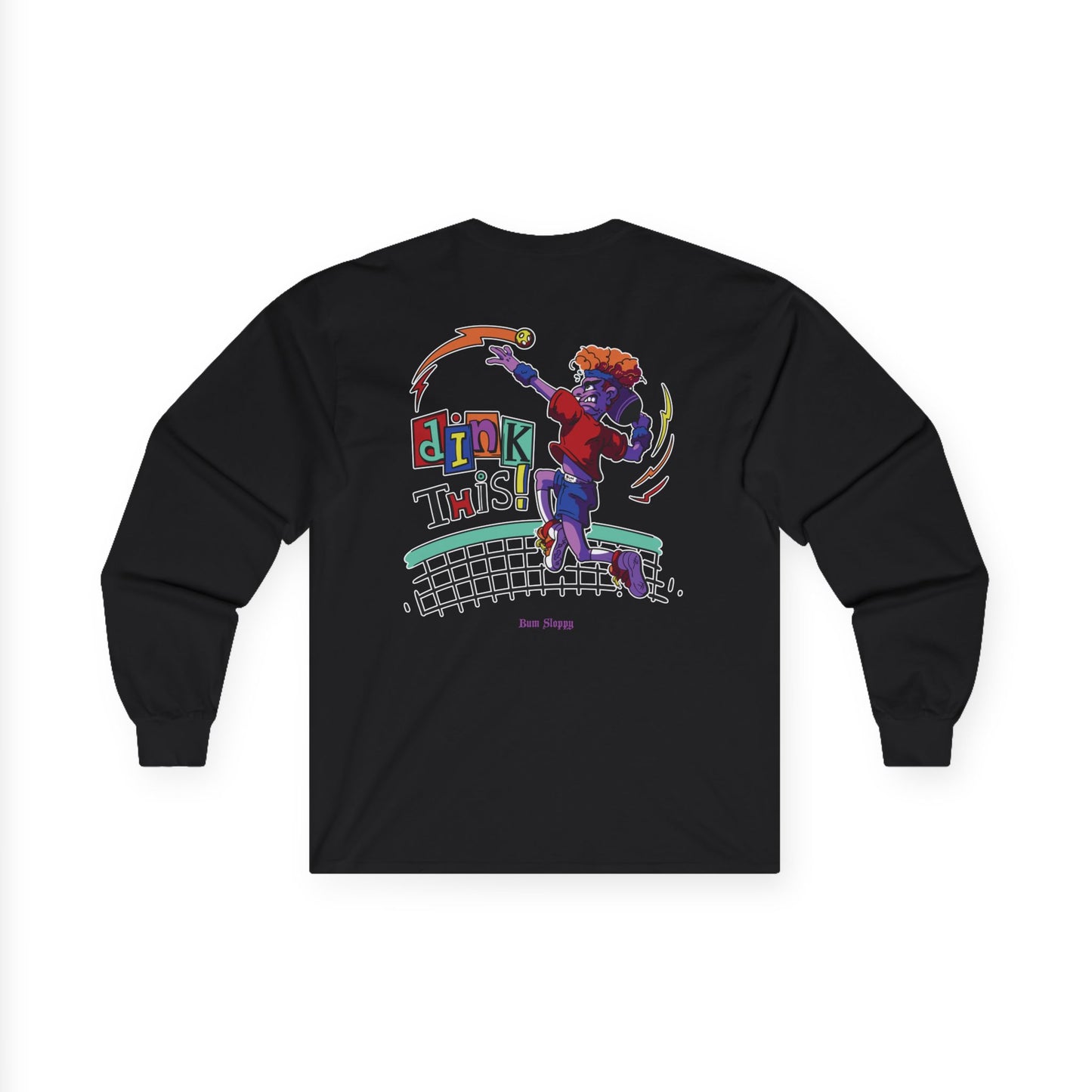 Rowdy Retro Men's Dink This! Long Sleeve Pickleball Tee with Pickleball Strike Marks