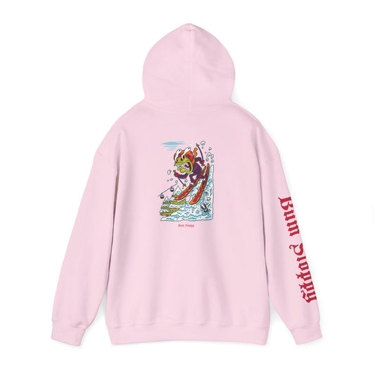 Gnarly Skier with Beer and Snacks Stains Heavy Blend Hooded Sweatshirt