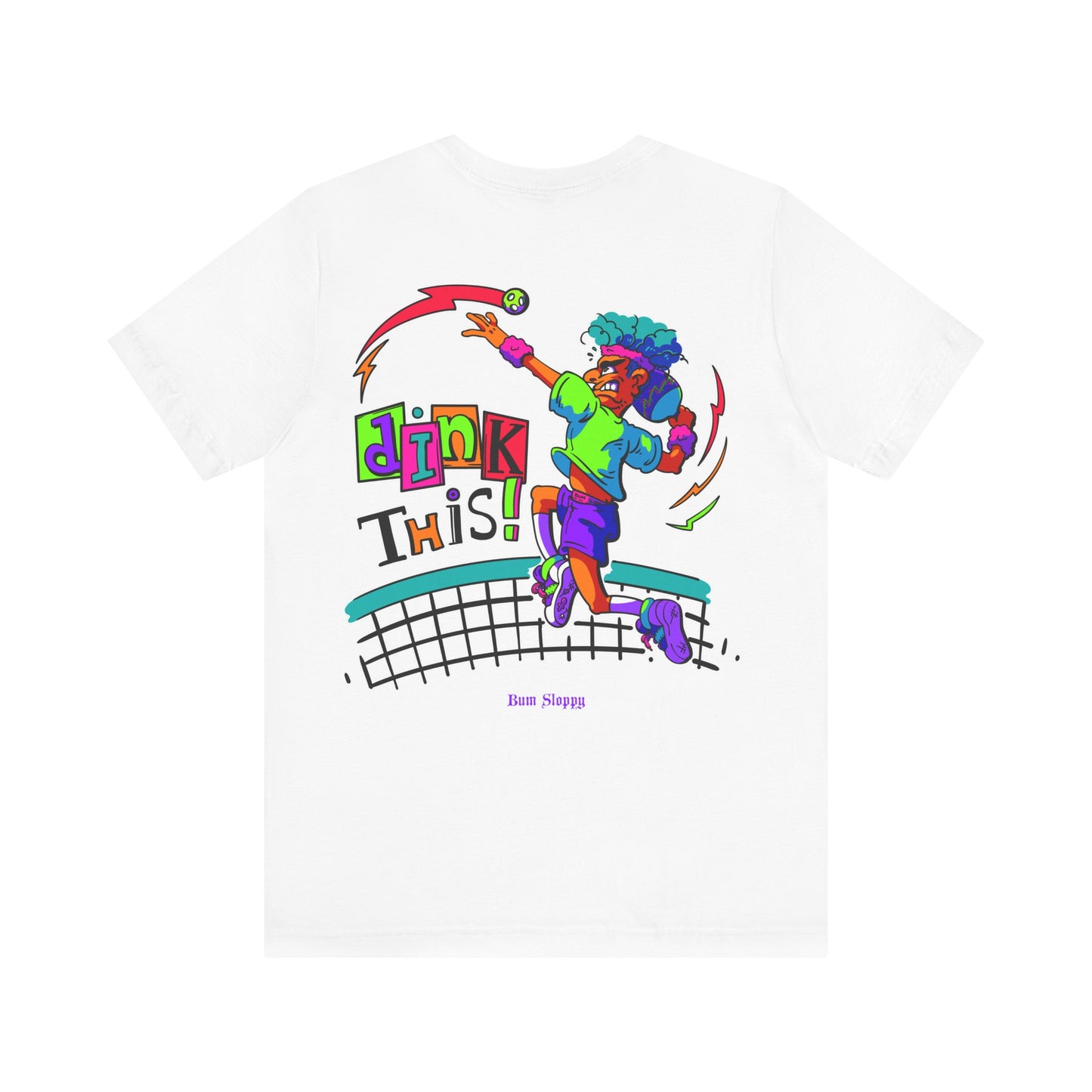 No-Holds Neon Men's Dink This! Pickleball Tee with Pickleball Strike Marks