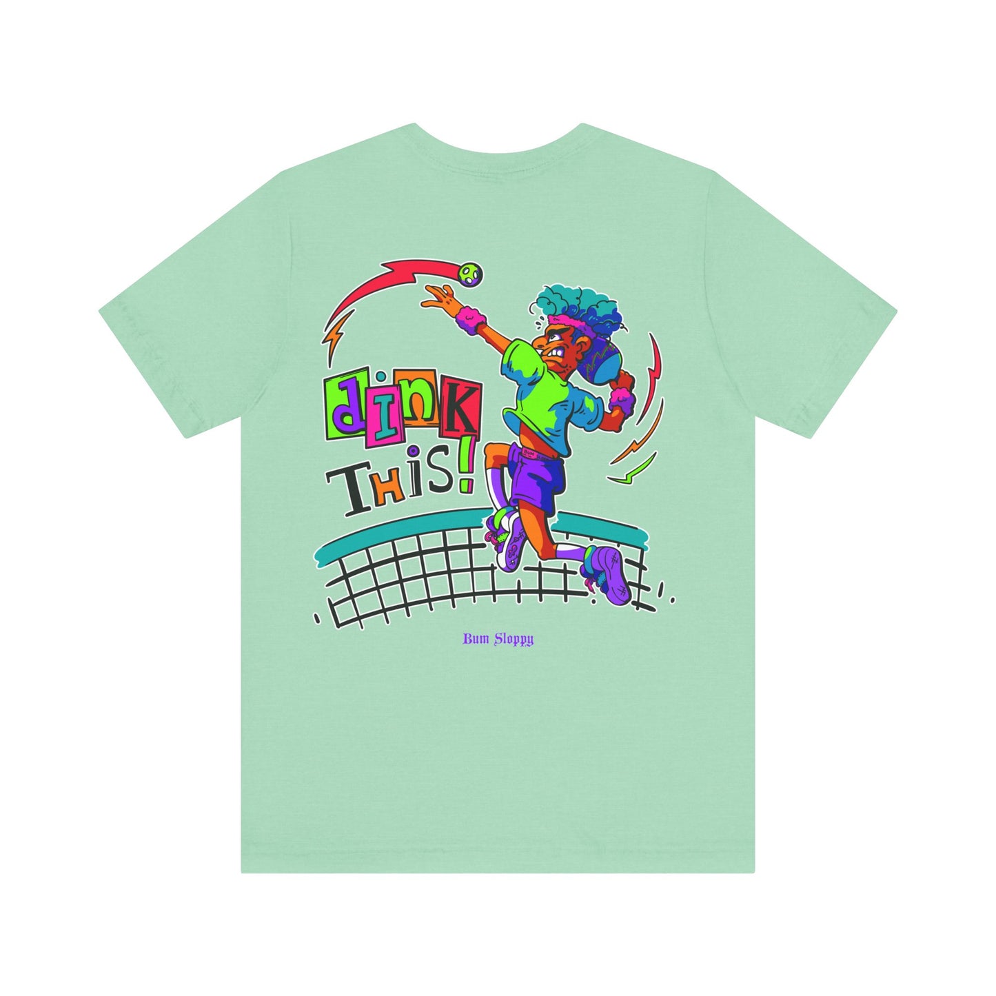 No-Holds Neon Men's Dink This! Pickleball Tee with Pickleball Strike Marks