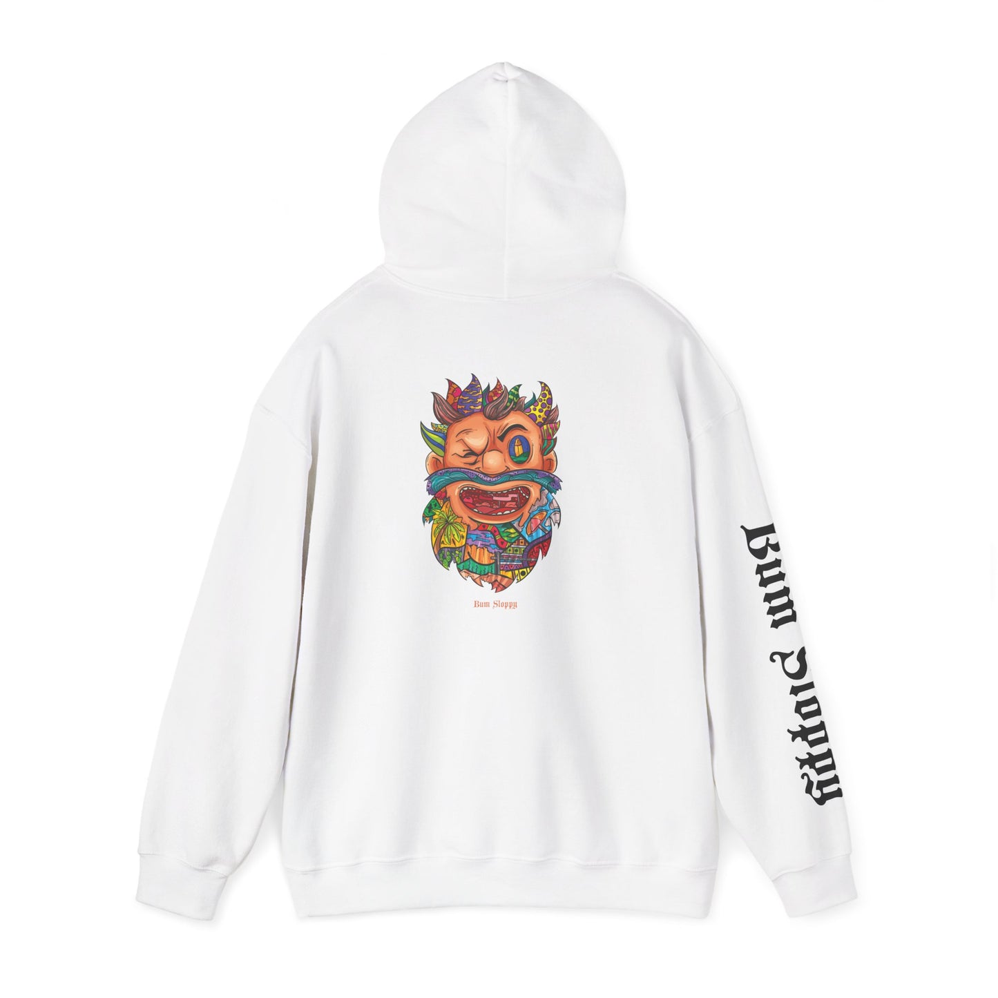 Doodle Bearded Man with Snack Tracks Heavy Blend Hooded Sweatshirt