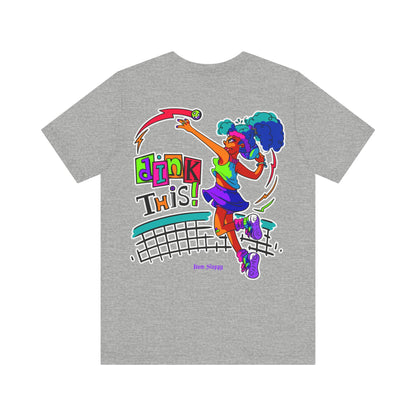 No-Holds Neon Women's Dink This! Pickleball Tee with Pickleball Strike Marks