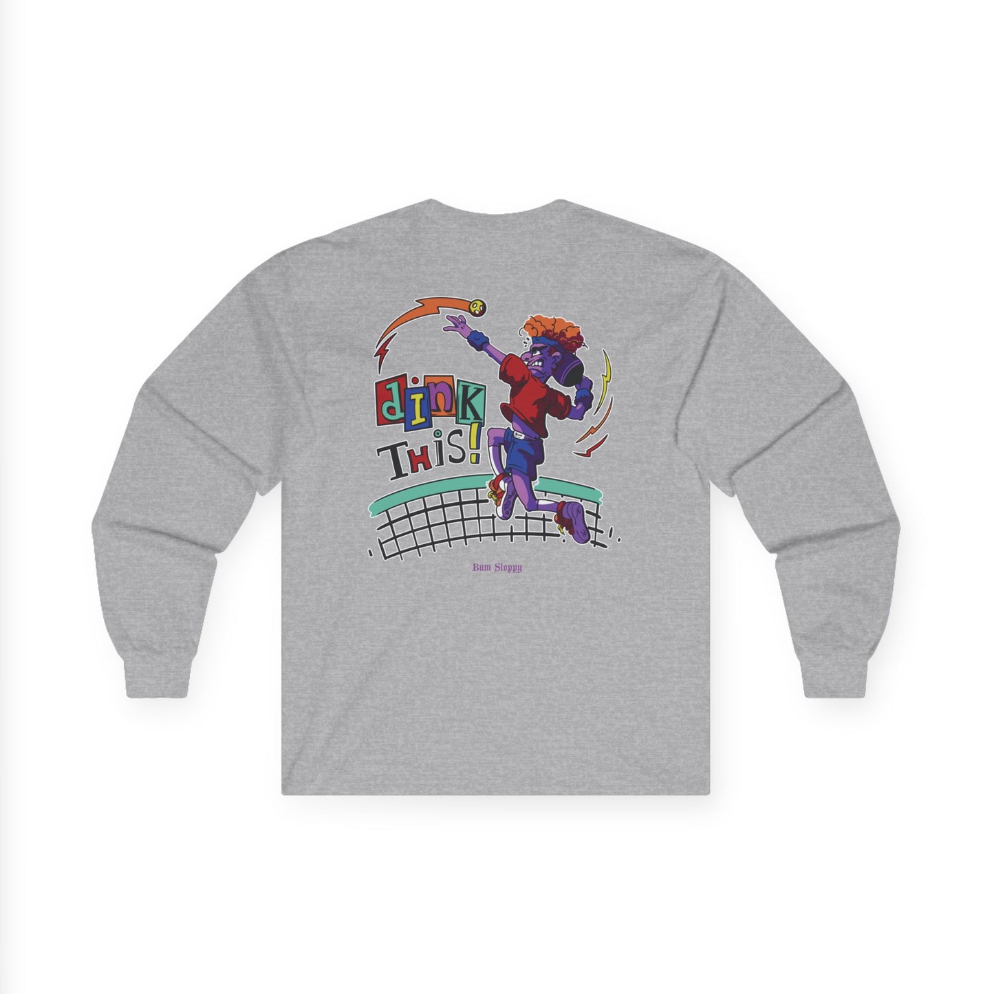 Rowdy Retro Men's Dink This! Long Sleeve Pickleball Tee with Pickleball Strike Marks