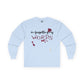 Forgetting My Words Long Sleeve with Wine and Blue Cheese Dressing Stains