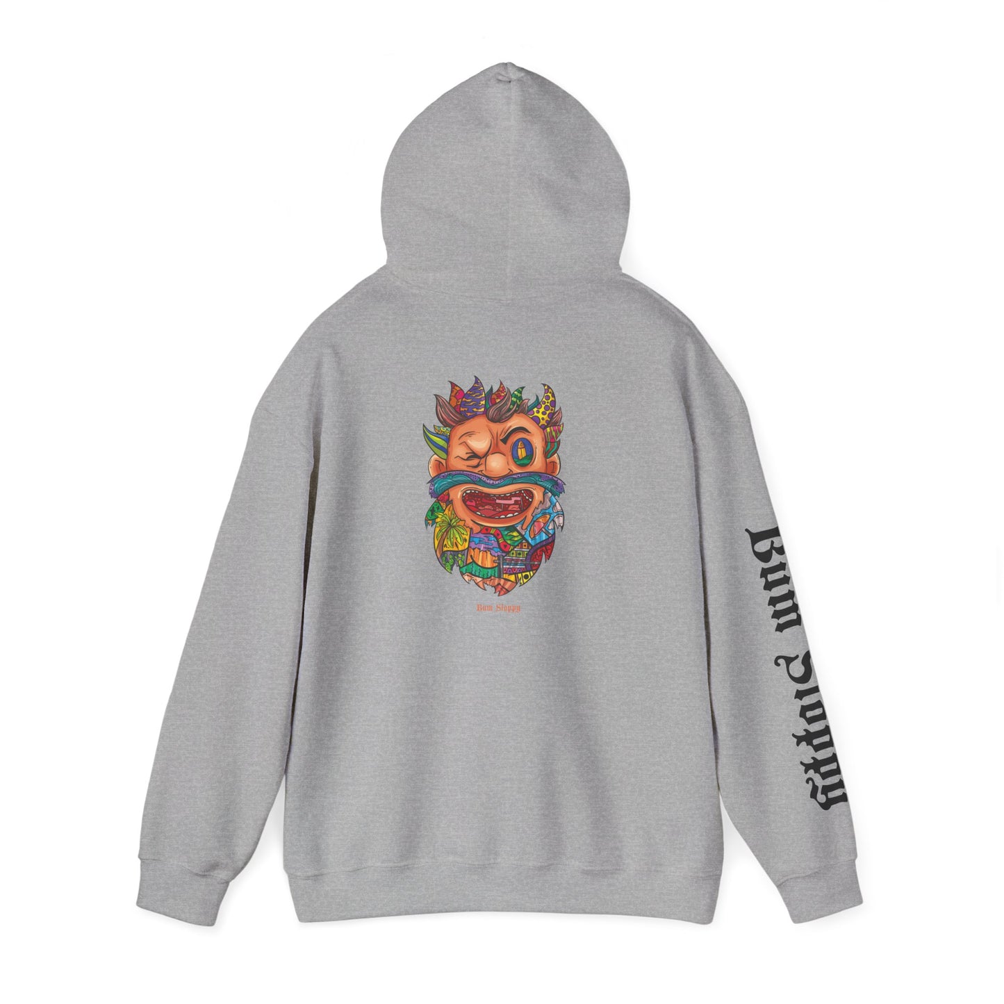 Doodle Bearded Man with Snack Tracks Heavy Blend Hooded Sweatshirt