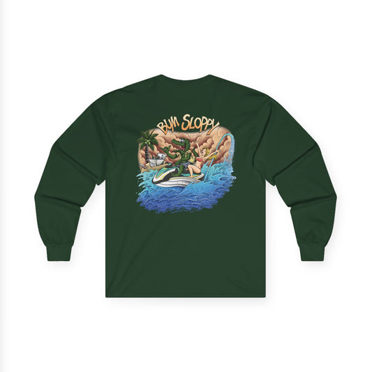 Jetski Gator Long Sleeve with Taco, Hot Sauce, and Nacho Cheese Stains