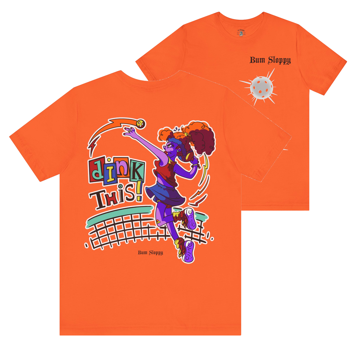 Rowdy Retro Women's Dink This! Pickleball Tee with Pickleball Strike Marks