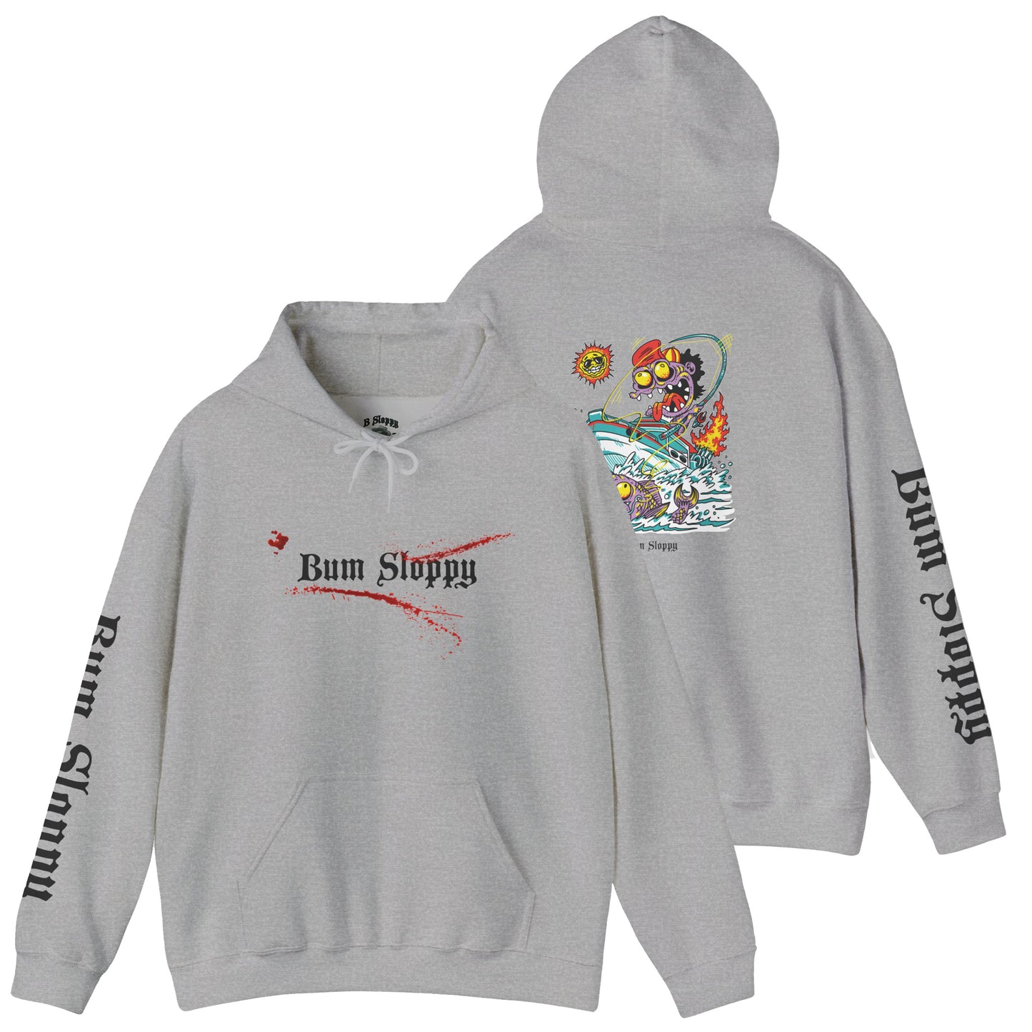 Gnarly Fishing with Fish Gutting Blood Stains Heavy Blend Hooded Sweatshirt