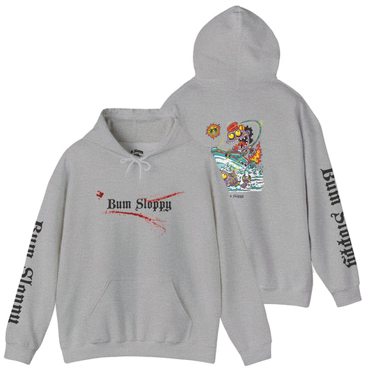 Gnarly Fishing with Fish Gutting Blood Stains Heavy Blend Hooded Sweatshirt