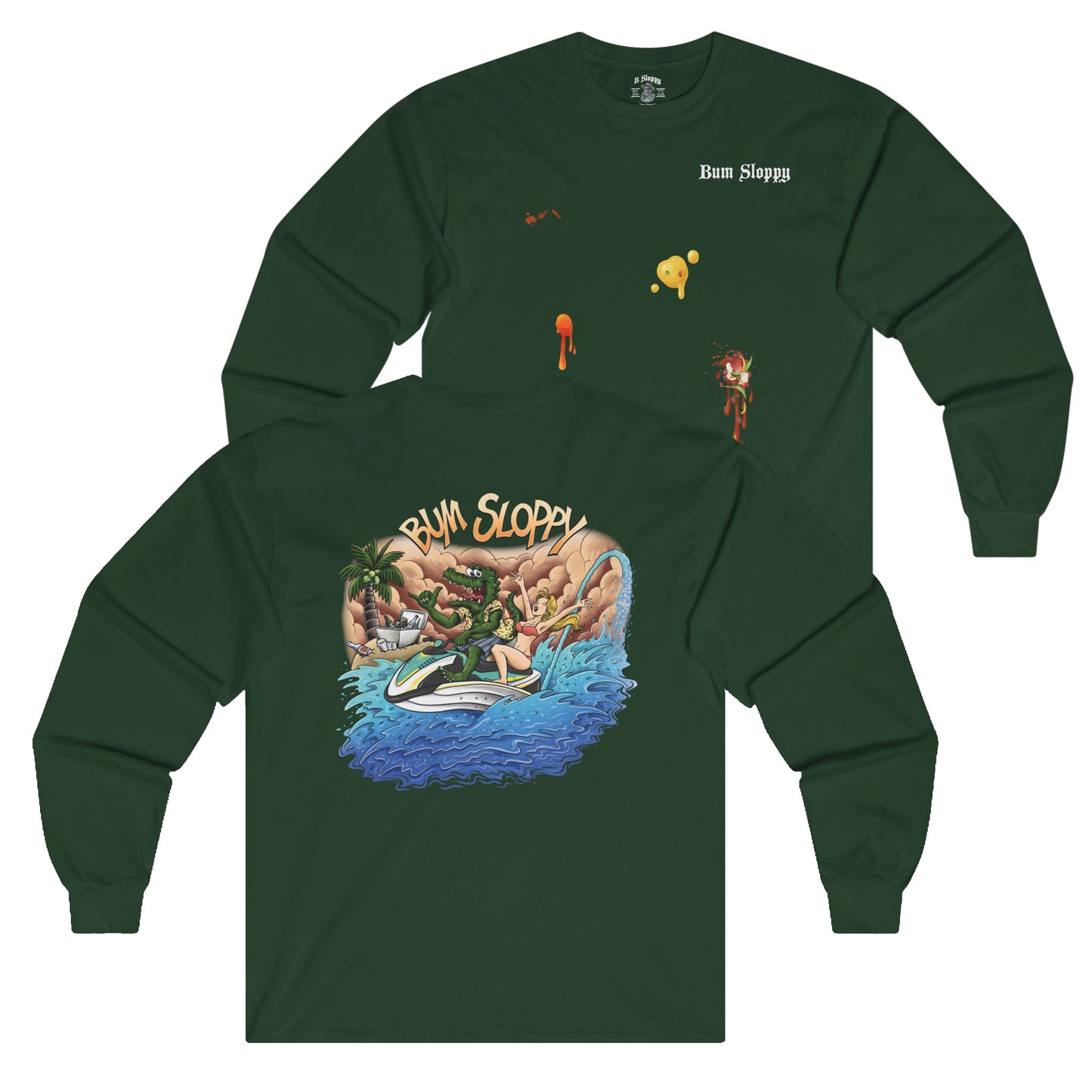 Jetski Gator Long Sleeve with Taco, Hot Sauce, and Nacho Cheese Stains