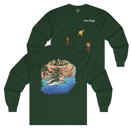 Jetski Gator Long Sleeve with Taco, Hot Sauce, and Nacho Cheese Stains