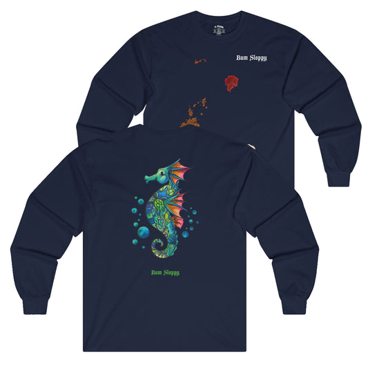 Doodle Seahorse Long Sleeve with Mayo and Sauce Splatter